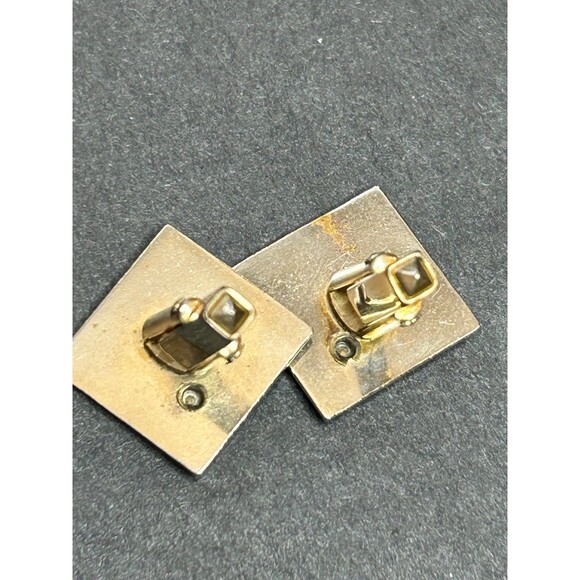 Anson Gold Tone Cubic Zircon Cufflinks Geometric Square Anson Pat Pend - Picture 4 of 9